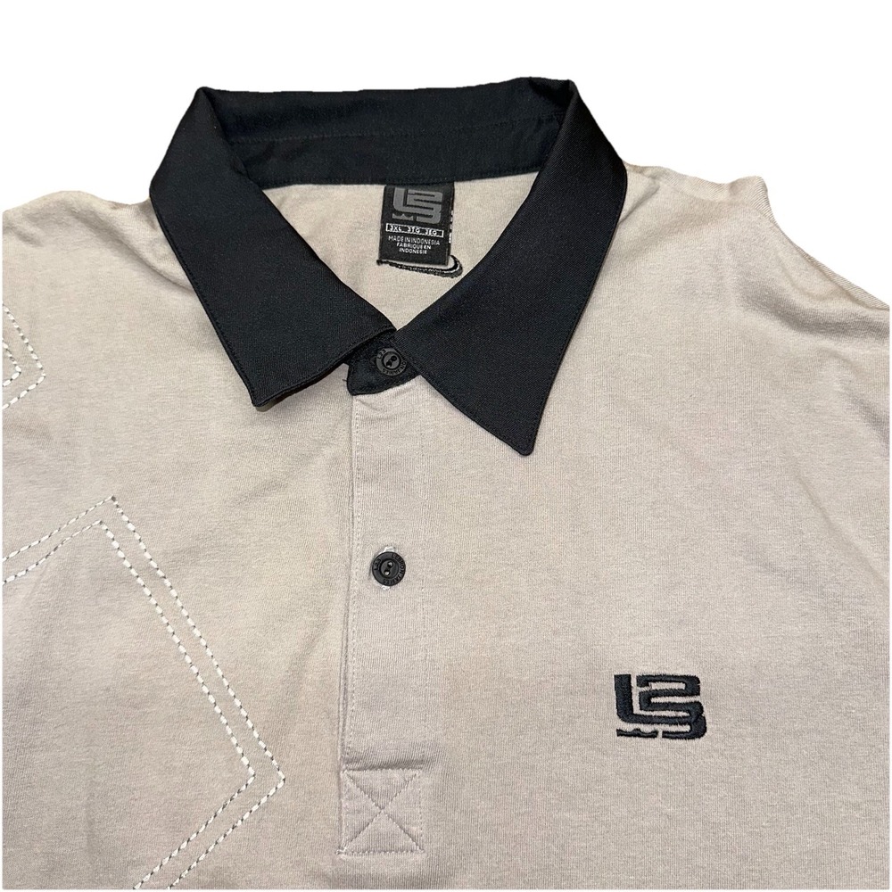 Nike LeBron James Long Sleeve Button Polo Vintage Y2K Gray‎ Black Trim Men's 3XL